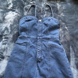 Blue Faux Denim Shorts Jumper